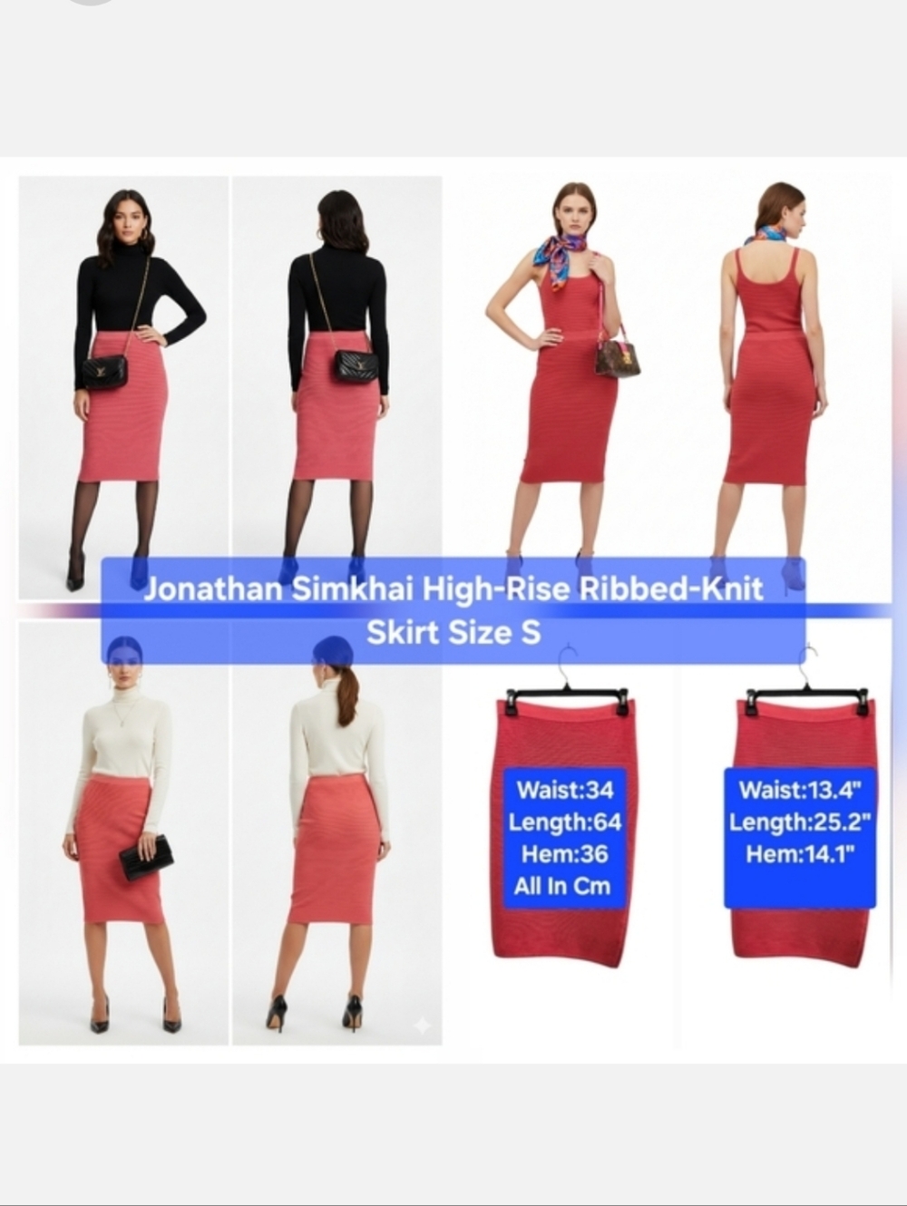 Jonathan Simkhai High-Rise Ribbed-Knit Skirt Size S